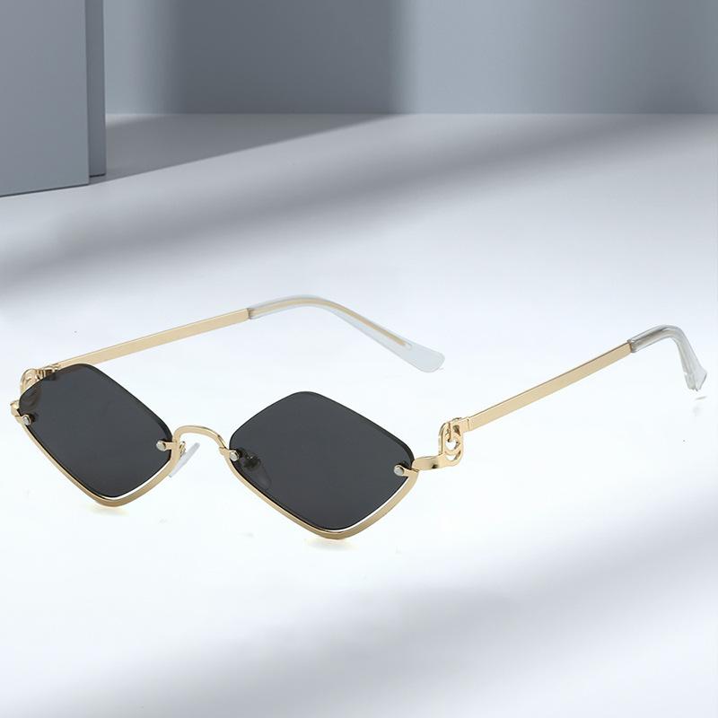 New Half-frame Rhombus Small Frame European and American Style Fashion Sunglasses Internet Celebrity Trend Versatile Street Sunglasses