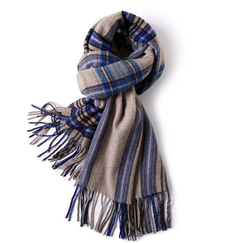 Women's Winter Pure Wool Plaid Scarf - Thick, Warm, and High-End Cashmere Shawl, Perfect New Year Gift