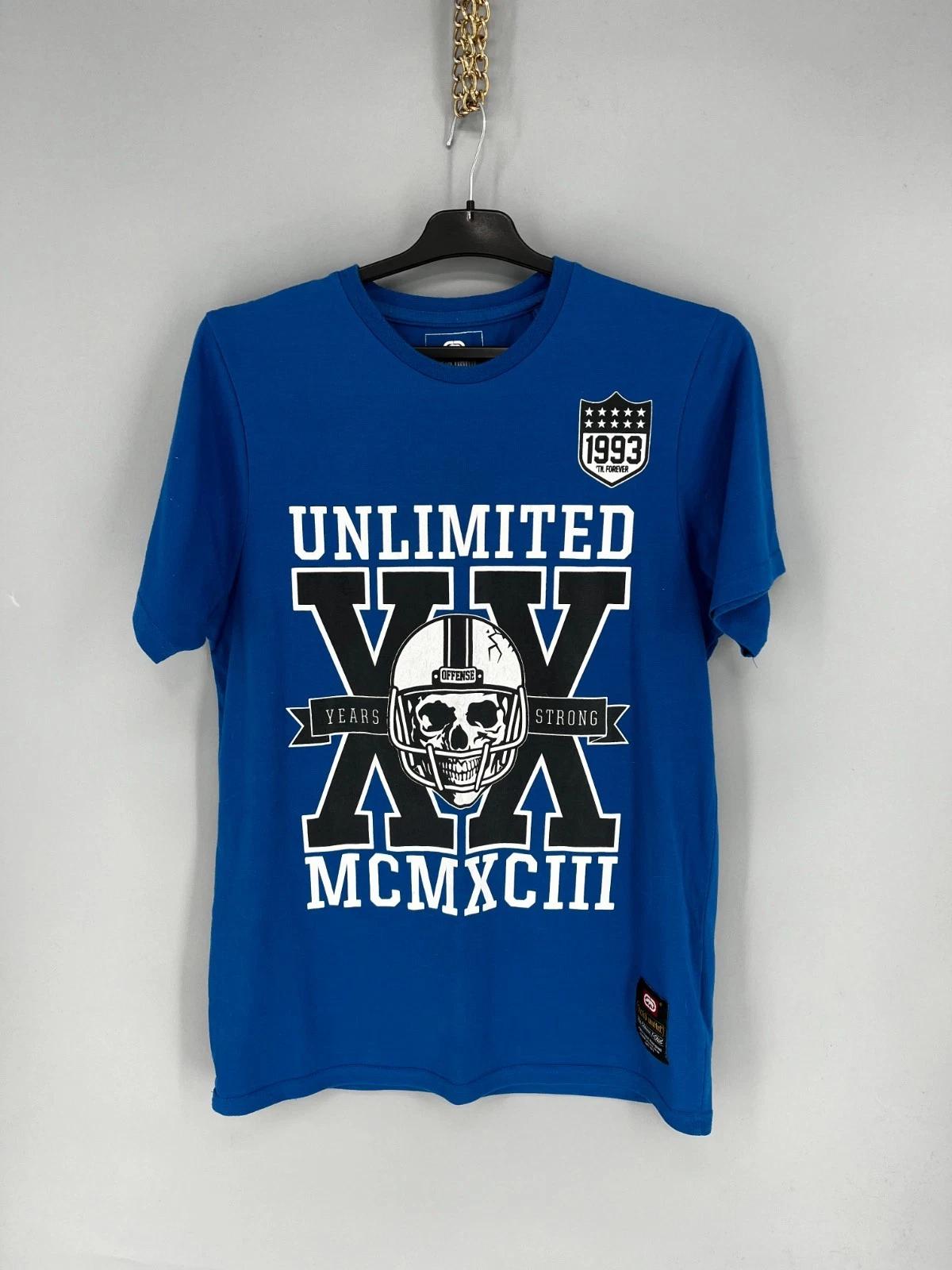Vintage Blue 2000s Y2K Ecko Unlimited Embroidered Graphic T Shirt Size L 4XL