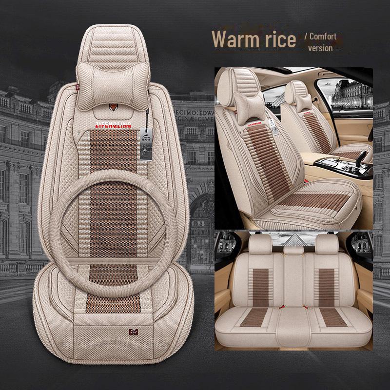 Purple Wind Bell Linen Seat Cover for 5 Series 530Le - Light Blue Geometry A Star Design