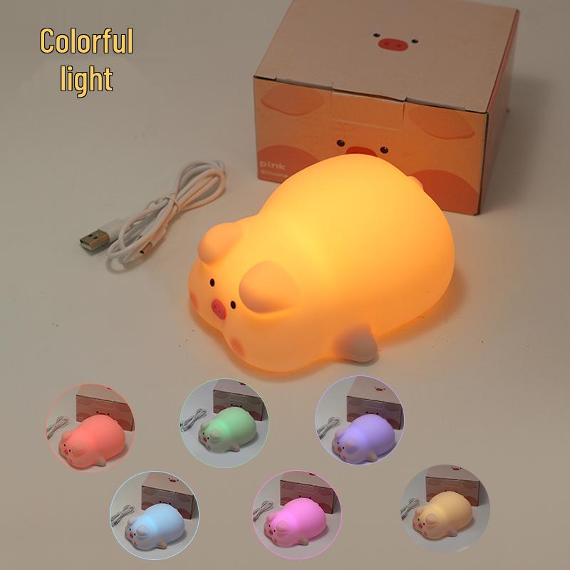 Pink Pig Silicone Night Light - Decorative Bedside & Desktop Lamp