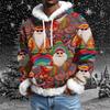 Men's Christmas Printed Lined Hoodie | Faux Trim Party Sweatshirt With Pocket | Plus Size Loose Fit Holiday Pullover
