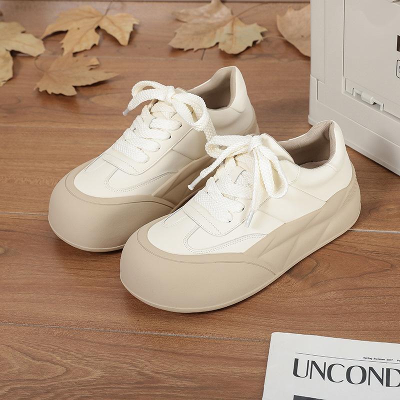 Ugly Cute Big Head Shoes Women 2025 Chinese New Year Korean Version Casual and Comfortable Sports Fluffy Muffin Platform Bread Little White Shoes Wome