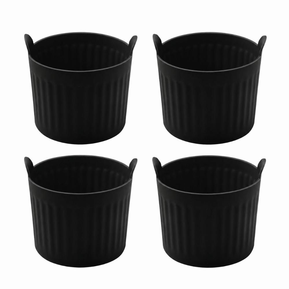 4pcs Non Stick Silicone Baking Cups Silicone Muffin Cup Mold Egg Poacher Mold for Oven Baking чёрный