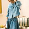Levis SS24 Summer Collection Single Button Design Round Neck Short Denim Jacket Women jackets Light-Blue 001C1-0000