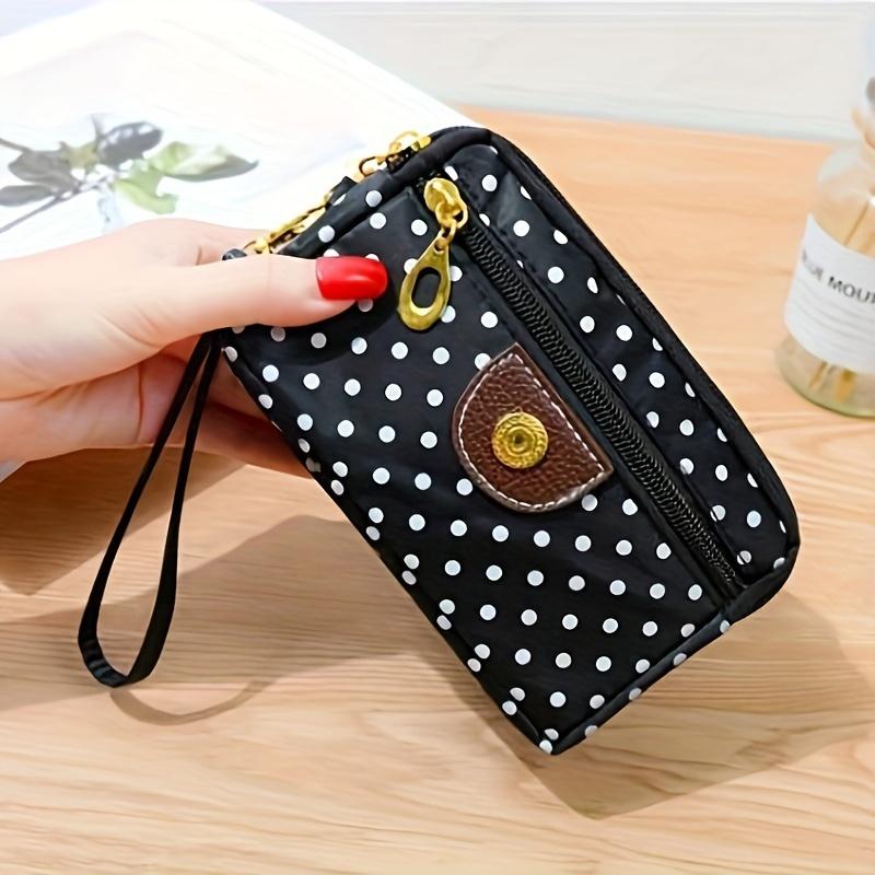Four-Zipper Nylon Clutch Short Wallet for Women, Coin Purse with Key Holder, Wristlet for Phones, Versatile Sports Bag