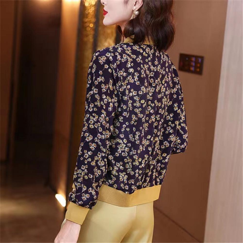 Baseball Uniform Short Jacket Women's Spring and Autumn Loose Jacket Long-sleeved Chiffon Sunscreen Clothing Women