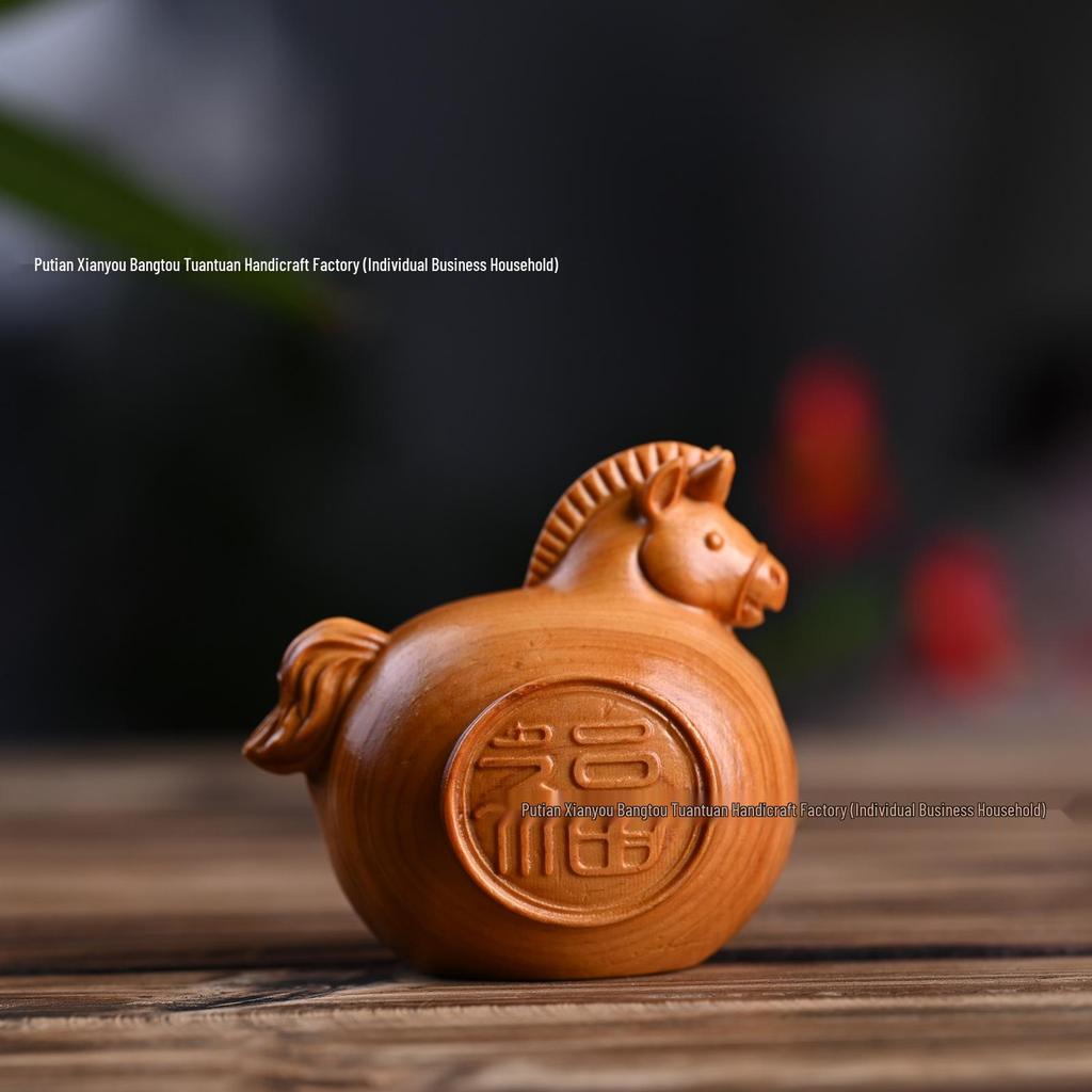 Tang Dynasty Horse Handheld Solid Wood Carving - Natural Cliff Cypress Animal Zodiac Ornament