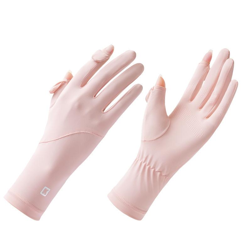 

Женские длинные летние перчатки из ледяного шелка, перчатки с защитой от УФ-излучения, противоскользящие, дышащие, для сенсорного экрана, для активного отдыха, езды на велосипеде, вождения розовый