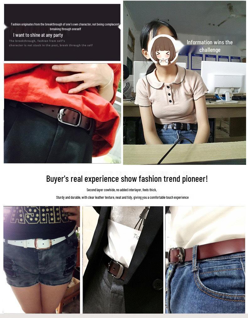 Plus Size Women's Genuine Cowhide Leather Belt - Casual and Versatile.