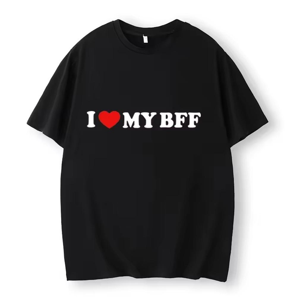 I Love My Best Friend T-Shirt Men Clothing Tee Shirt Homme New In Top Tees Mens Short Sleeve Round Neck Printing Pullover
