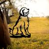 Metall-Silhouette mit Golden Retriever-Motiv, rustikales Hundewelpen-Schild zum Aufschneiden, Dekoration für Zuhause und Garten, ideales Einweihungsgeschenk