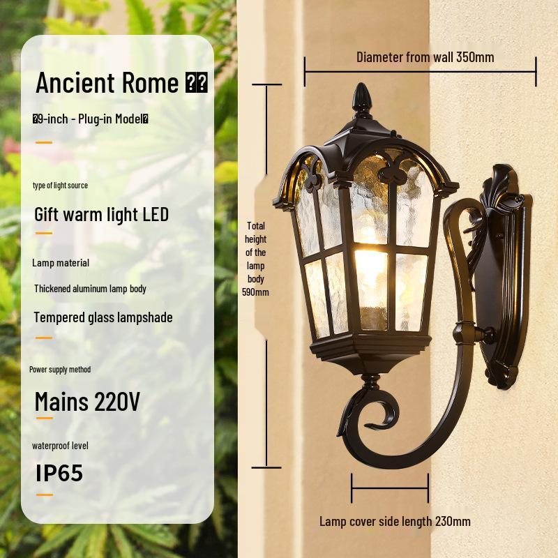 European Antique Solar Outdoor Wall Light, Waterproof for Balcony, Villa, Patio, Gate, and Courtyard