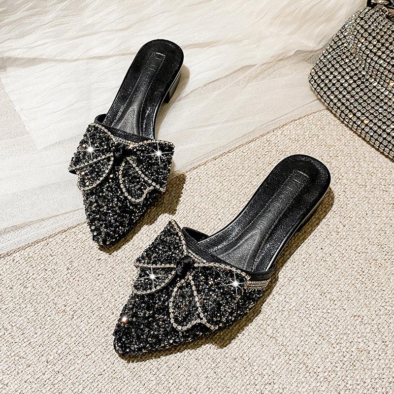 New Women Summer Shoes Fashion Slipper Bling Bowknot Casual Slides Girl Mules Shoes
