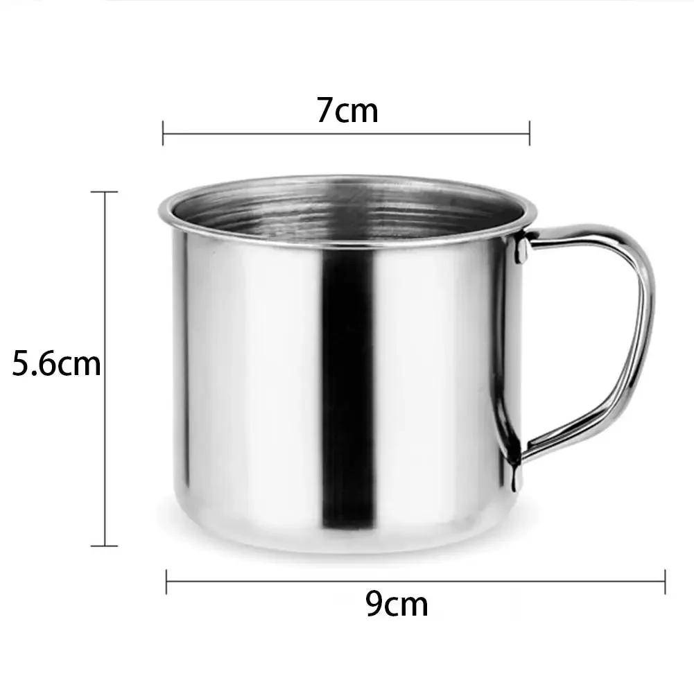 1 stk Omtrent 250 ml Tekopp Kvalitet Bærbar Rustfritt Stål Vann med Håndtak Camping Utendørs Reise Kaffekopp Øl