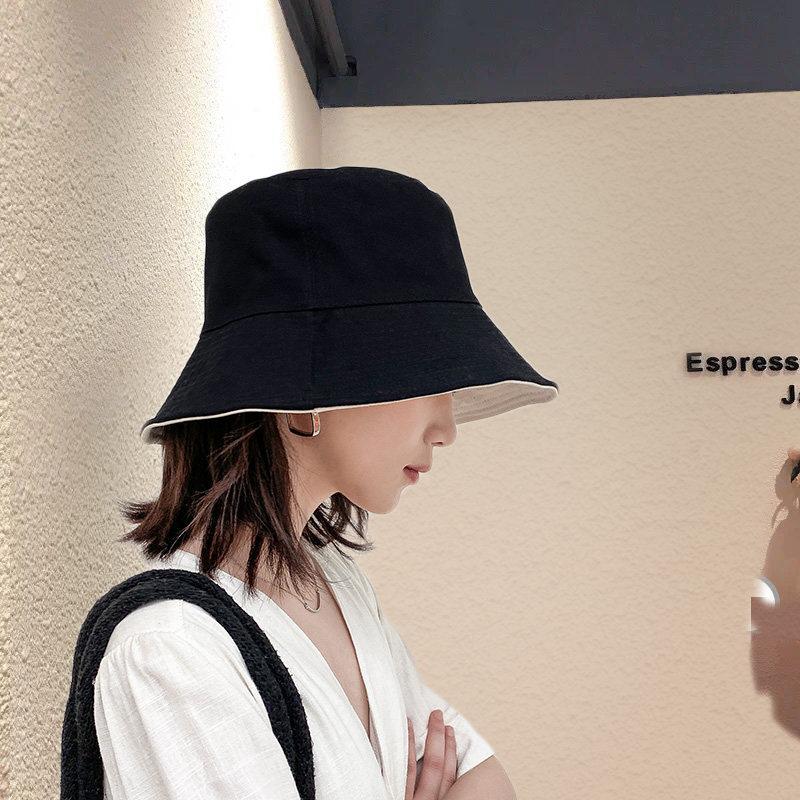 Hat Double-sided Bucket Hat Women's Autumn and Winter Versatile Trendy Brand Sun Hat Sun Protection Show Face Small Spring and Autumn Summer
