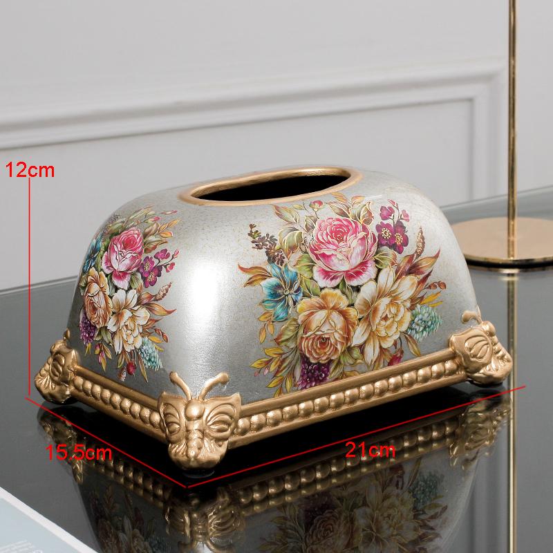 Modern Ceramic Tissue Box Flower Pattern Napkin Toilet Paper Storage Home Desktop Extractable Type Towel Rack