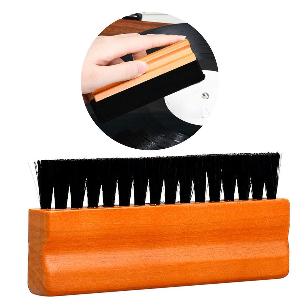 Velvet AntiStatic Cleaning Brush with Ergonomic Wood Handle for Better Sound Quality Needle Cleaning Brush
