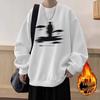 Men's American Retro Fleece-Lined Round Neck Sweatshirt, Heavyweight Cotton Casual Loose Top for Autumn/Winter.