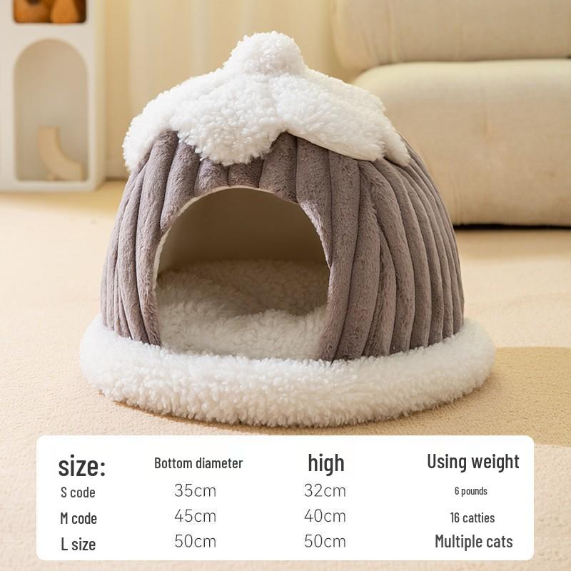 Cozy Autumn/Winter Cat and Small Dog Semi-Enclosed Bed: Removable Pet House