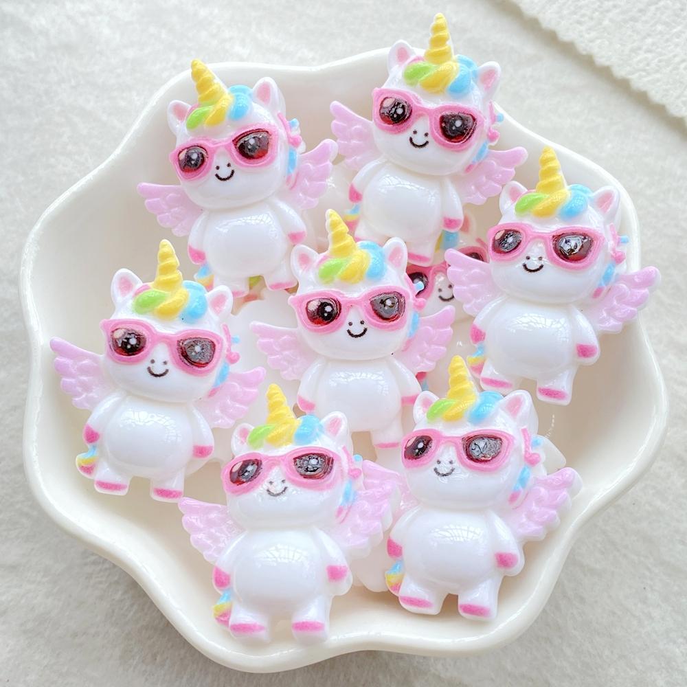 10 Stück Harz Cartoon Frucht Geflügeltes Einhorn Flache Rückseite Heimdeko Figur Scrapbook DIY Zubehör Handwerk