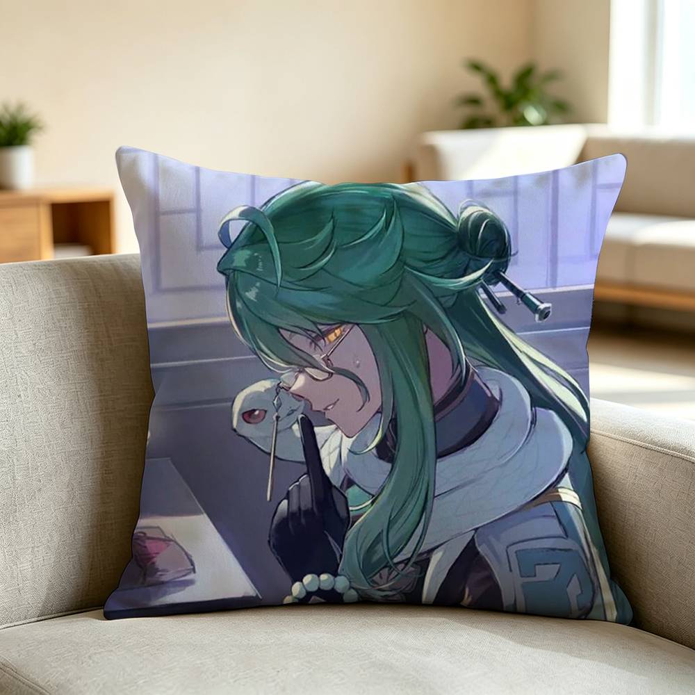 G-Genshin Impact Game Baizhu  Pillow Case Square Double-Sided Sofa Cushion Cover Bedroom Bedside Pillow