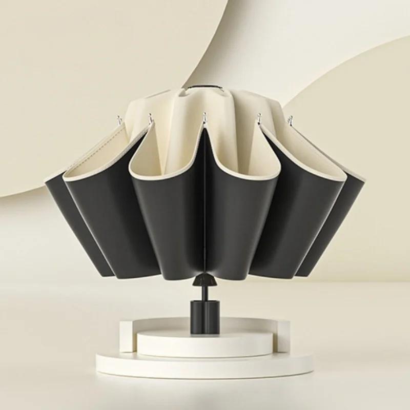 Large Windproof Umbrella featuring Reflective Stripes - Reverse Auto-Folding UV Umbrella Premium Mountain-Climbing Buckle Handle