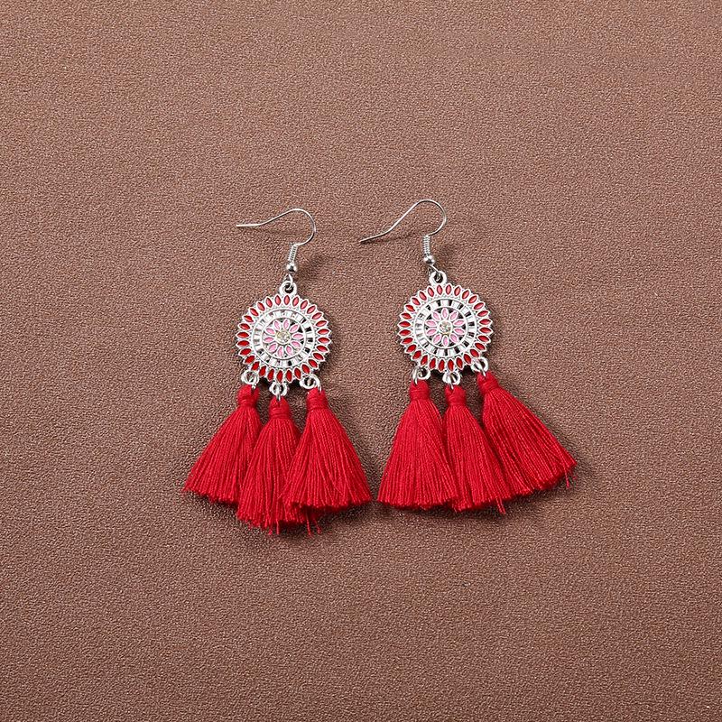 Handmade Retro Bohemian Ethnic Tassel Earrings for Women, Long Thai Style