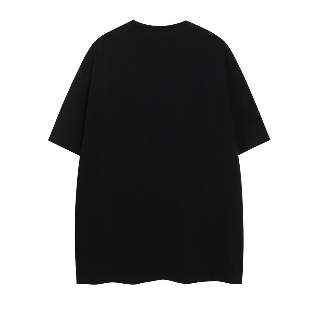 American Cartoon Print Dark Short Sleeved T-shirt for Boys, Summer Casual Street Trend Brand Pure Cotton Round Neck Half Sleeved T-shirt