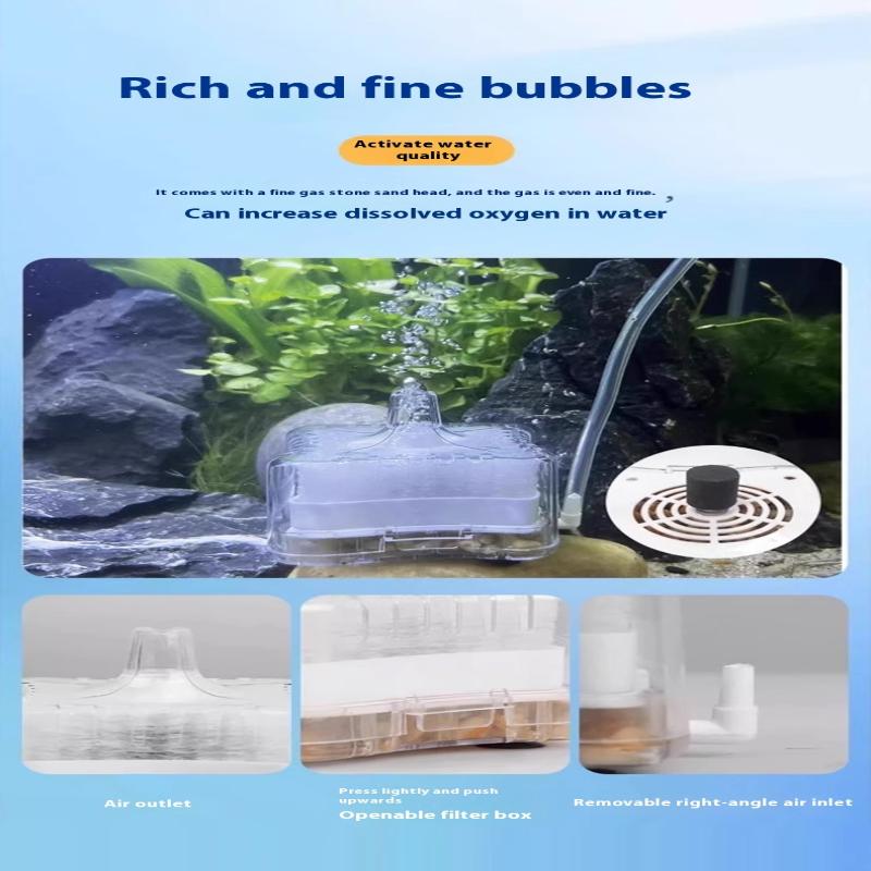 Mini Aquarium Filter Aerator 2-In-1 Pneumatic Filter Fish Tank Air Stone Oxygen Pump Water Cleaning Aquarium Accessories