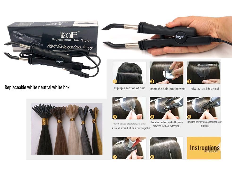 LOOF Schneller Hitzeschmelzgerät für Haarverlängerungen mit konstanter Temperatur, 618 Zange, Clips, Europäische & Amerikanische Stecker