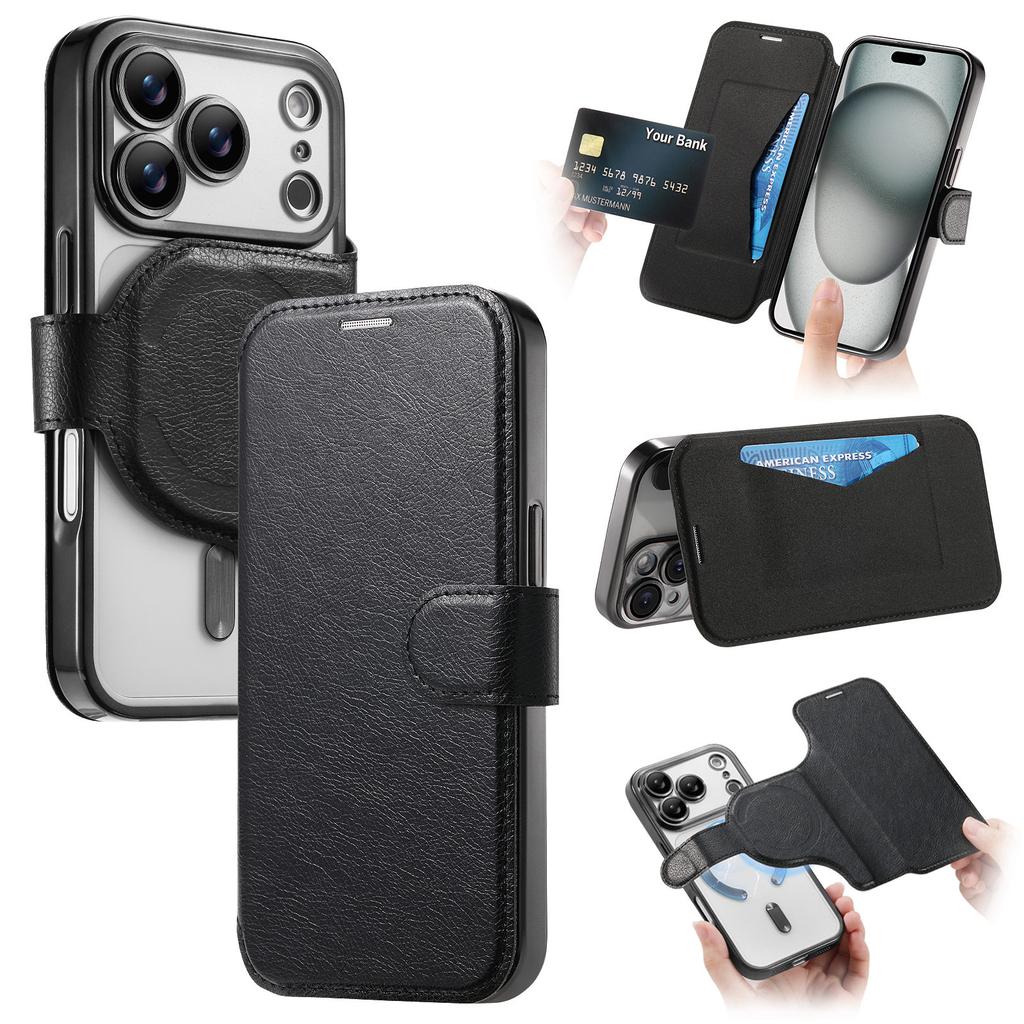 For iPhone 17 Pro Max 5G Luxury Case RFID Leather 360 Protect LENS Detachable 2IN1 Wallet Funda iPhone 17 Pro iPhone17 Air Cover