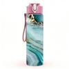 1PC Teal Gold Geode Marble Pattern 750ml Color Plastic Sports Water Bottle Leakproof Flip Straw Lid Suitable for Sports Office Home Use