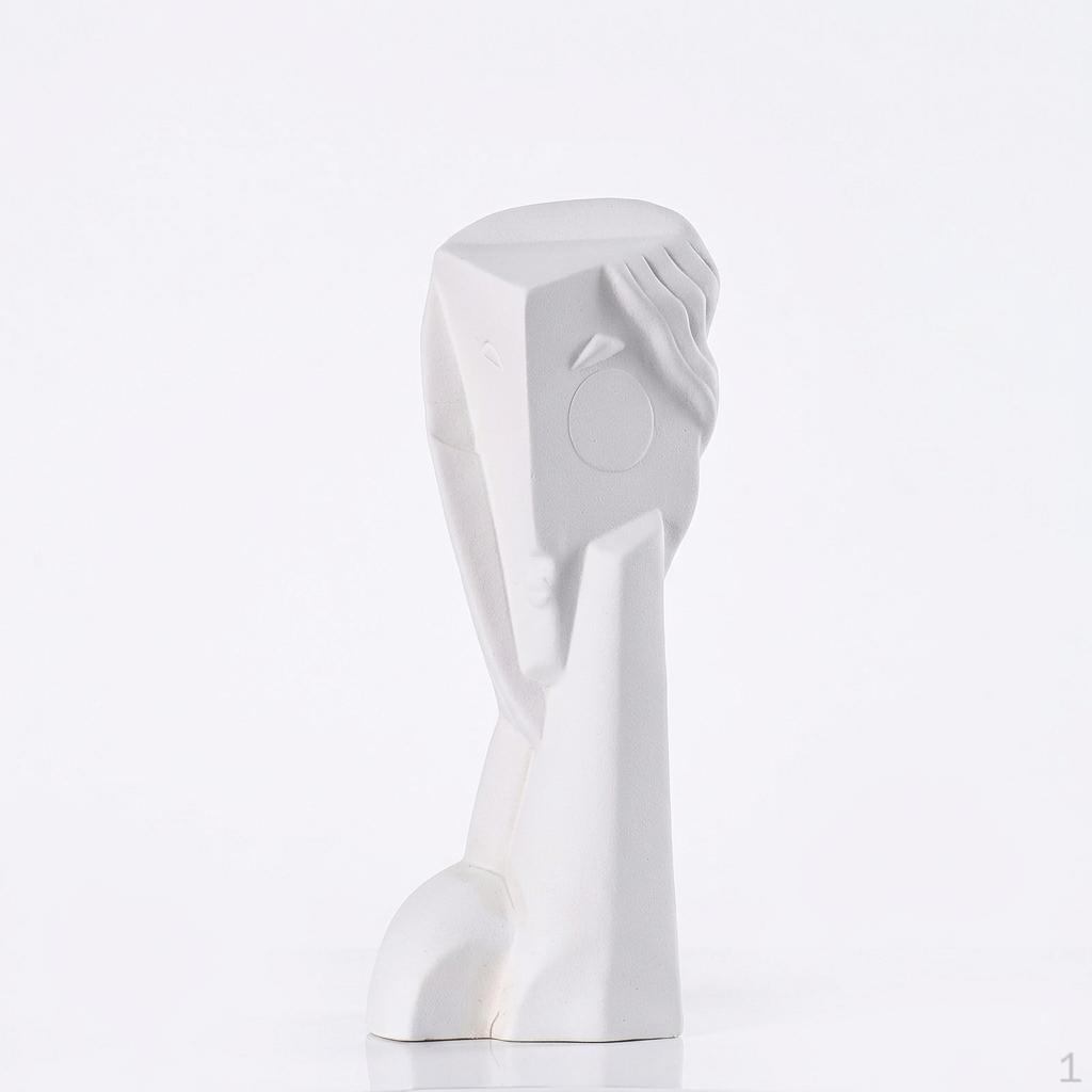 Abstract Face Art Statue for Office Living Room Bookshelf, Modern Ceramic Sculpture, Minimalist