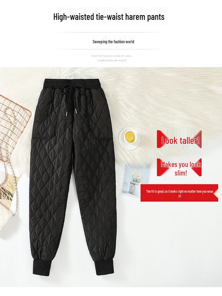 Women's Plus Size Quilted Winter Pants - Warm, Thick, Lightweight, Casual Fit