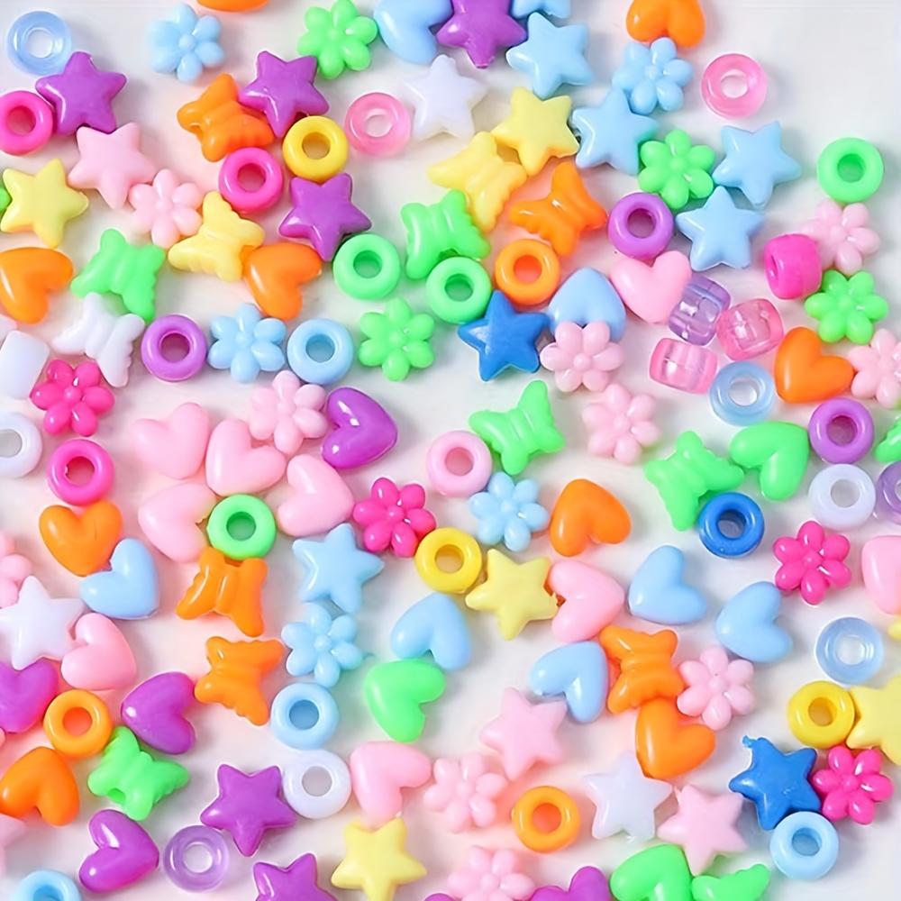 20/40/60g Vícebarevné plastové korálky Malé řemeslné perforované korálky Hvězdné srdce Květinové korálky na náramky Korálky na pletení vlasů Výroba šperků z korálků