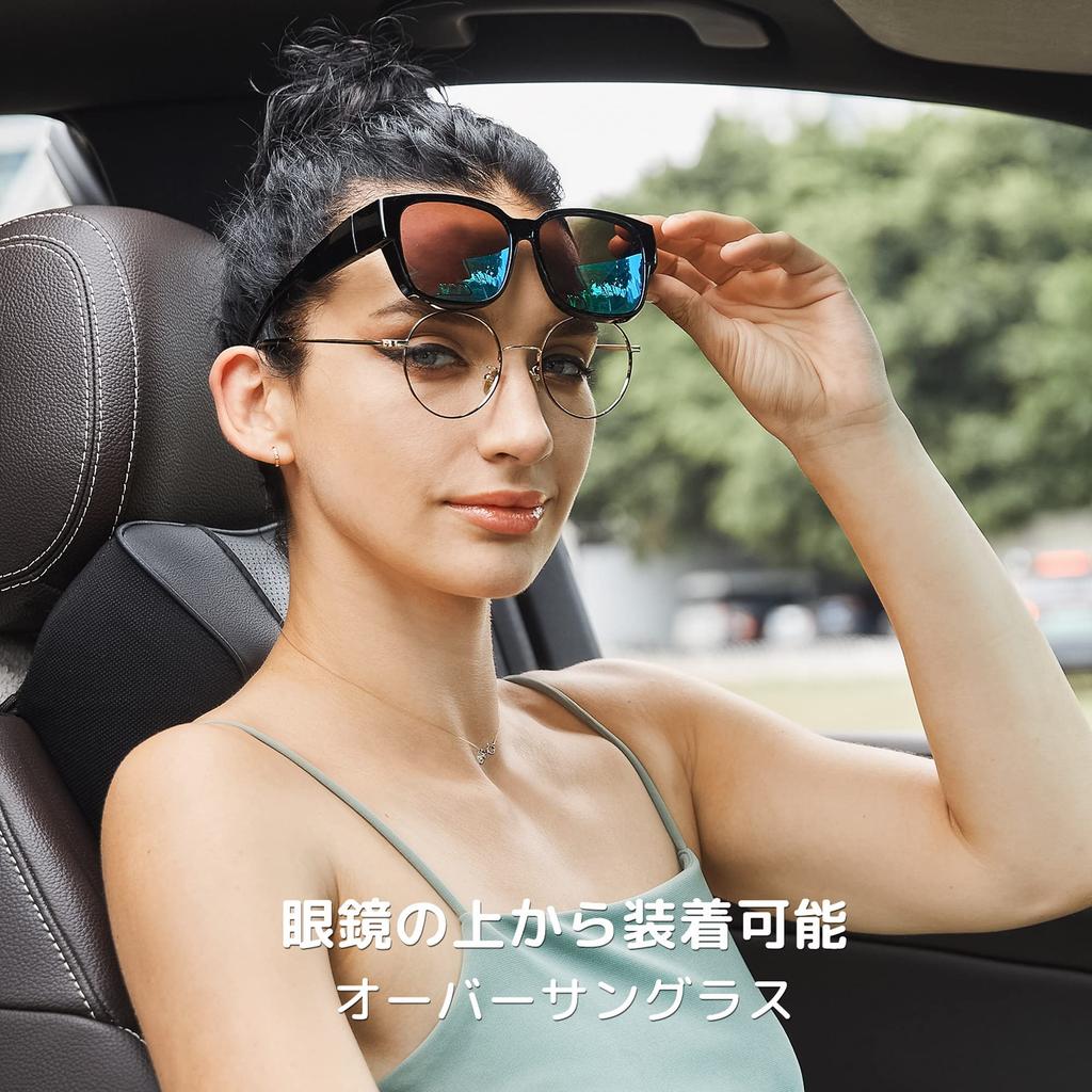[Cyxus] Oversized Sunglasses, designed to be worn over eyeglasses, polarized lenses, UV protection, ultra-lightweight, TR90 material, slimming
