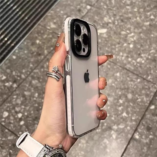 For iPhone 16 Pro Max Luxury Transparent Color Frame Phone Case For iPhone 15 14 13 12 11 Pro Max X Xs Xr Soft Protective Cover