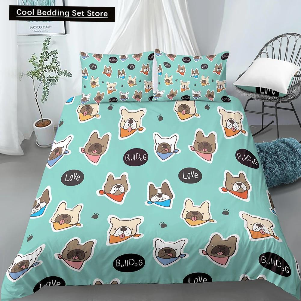 

Cartoon Pug King Queen Double Full Duvet Cover Lovely Puppy Bedding Set Pet Animal Quilt Cover Yellow Polyester Comforter Cover EU single(135x200cm)