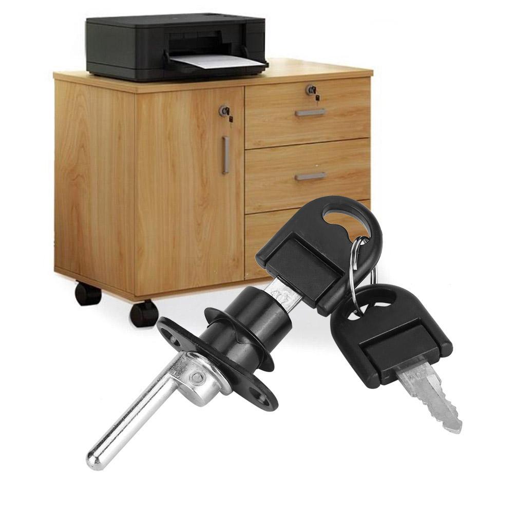 2Pcs Furniture Drawer Wardrobe File Cabinet Lock with Keys Office Security (19mm Head Black)