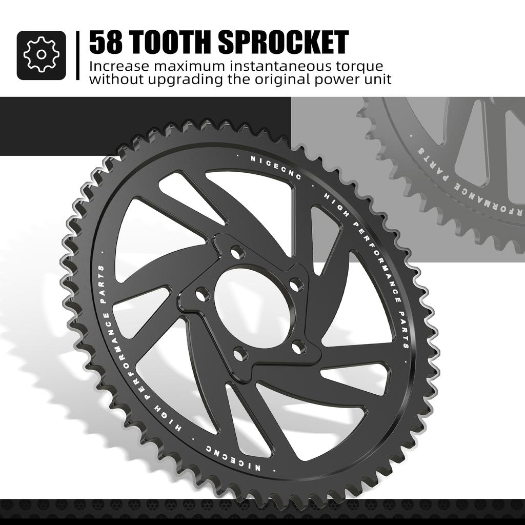 NICECNC For Surron Light Bee X S L1E For Segway X160 X260 58T Electric Dirt Bike Rear Sprocket Rear Chain Guard Protector
