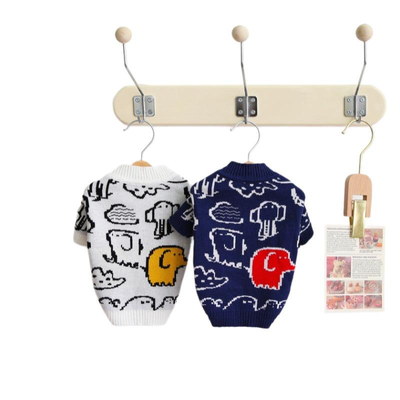 Autumn and Winter Pet Clothes Cartoon Elephant Cat Sweater Dog Needs Autumn and Winter Base Coat Puppy Clothes Winter