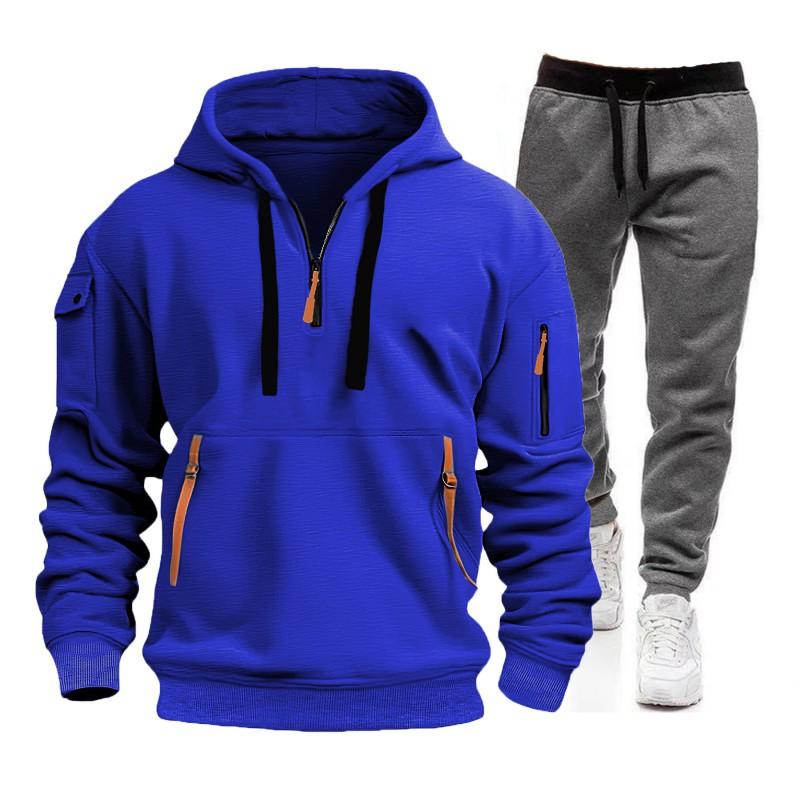 Mens Tracksuit Set Hooded Sweatshirt Jogger Pants Winter Sportswear