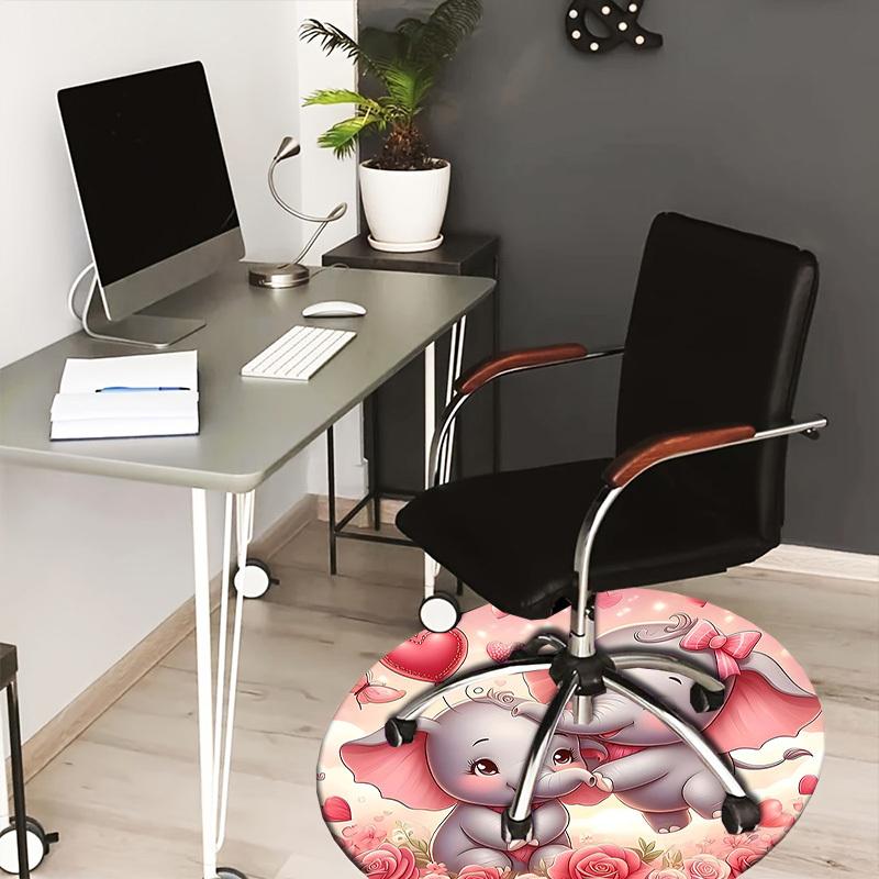 1 Stück Elefantenblumen Rutschfester Boden Runder Teppich, Büro, Familie, Schlafzimmer, Großer Teppich Innen Teppiche, Strapazierfähiges Polyester H0356
