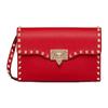 Rockstud Studded Edge Hook Closure Calfskin Messenger Bag Women Shoulder Bag Red VW2B0181VSFJU5