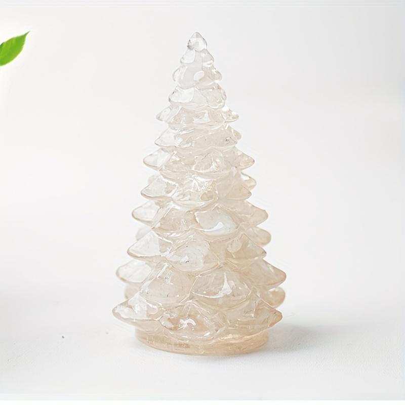 1pc Small Christmas Tree with Natural Crystal Synthetic Gemstone Inside, Lucky and Prosperous Growing Fluorite Bonsai Money Plant