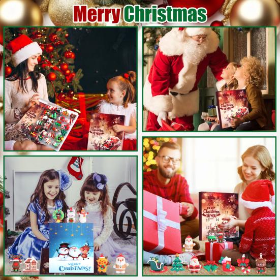 2025 Weihnachts-Adventskalender 24 Tage Countdown-Kalender mit 24 Sammelfiguren Klassisches Weihnachts-Puppenset Weihnachtsgeschenke für Jungen Mädchen