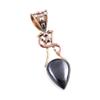 Natural Gunmetal Gemstone 925 Solid Sterling Silver Two Tone Pendant 1.75" A8O83