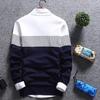 Herren Color Block Streifen Rundhals Langarm Schlank Gestrickter Pullover Pullover Oberteil