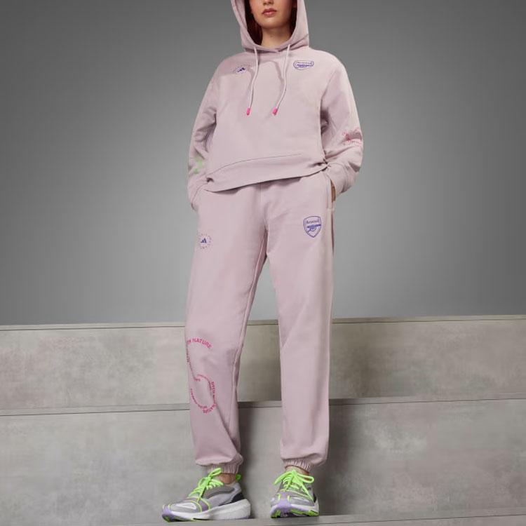 adidas X Stella McCartney Kooperation Buchstabenprint Lockere Bündchen Strick Sporthose Damen Hose Rosa IA1500